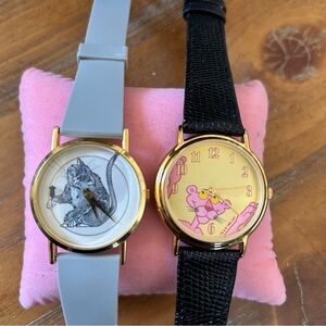 Gray and Black Cat Illustration Watches